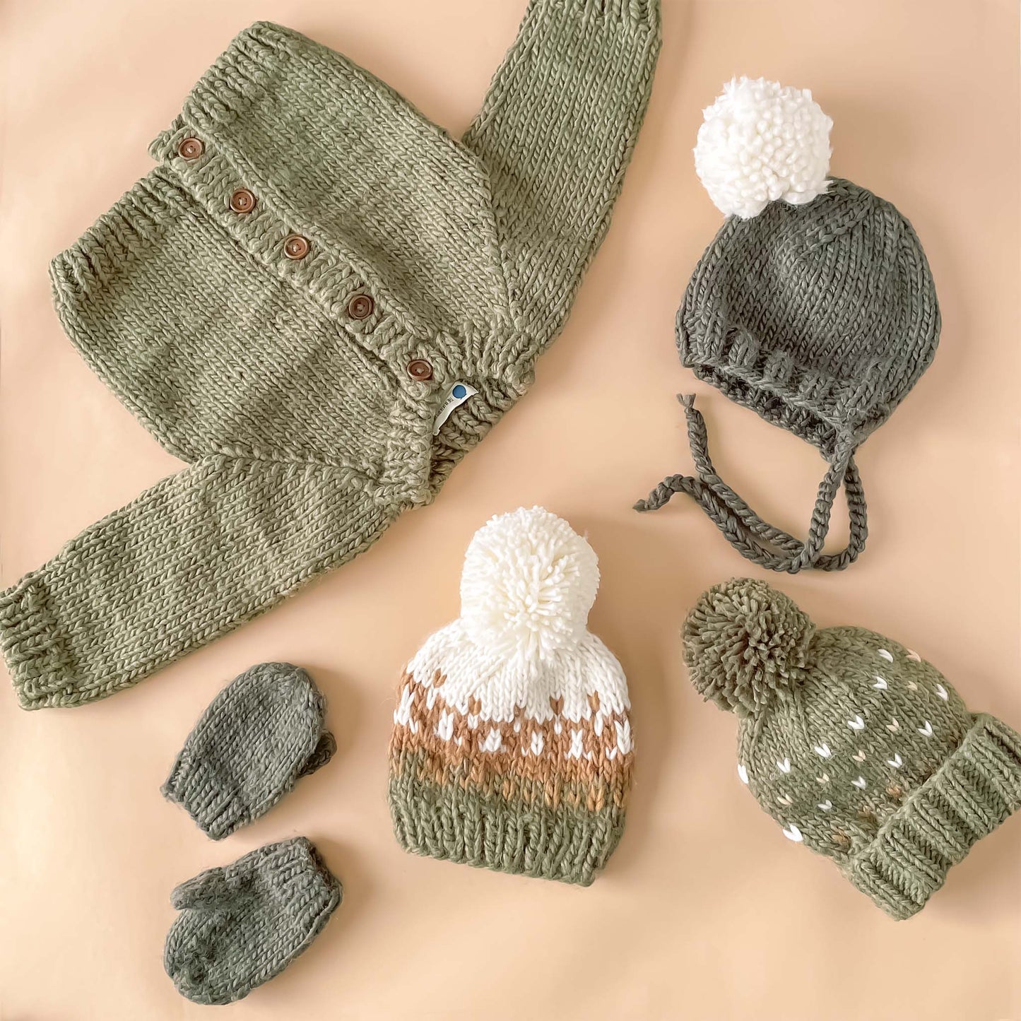 Classic Cardigan, Olive Baby Kid Winter Holiday Fall Netural