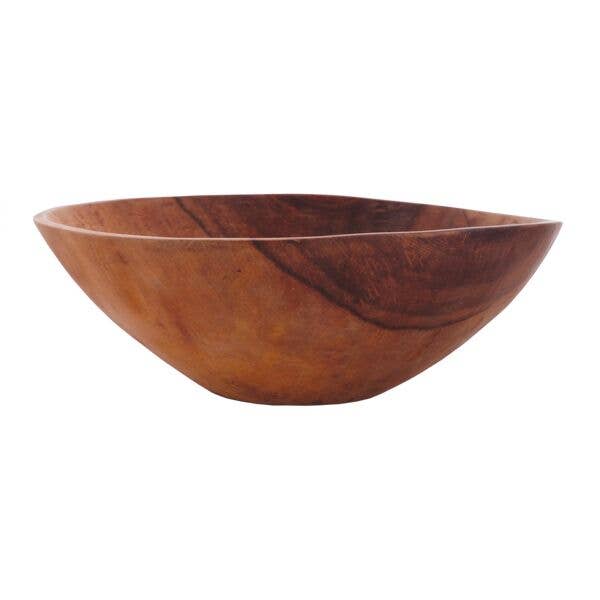 17" Large Round Wood Salad Bowl | Wood Bowl | Home & Kitchen