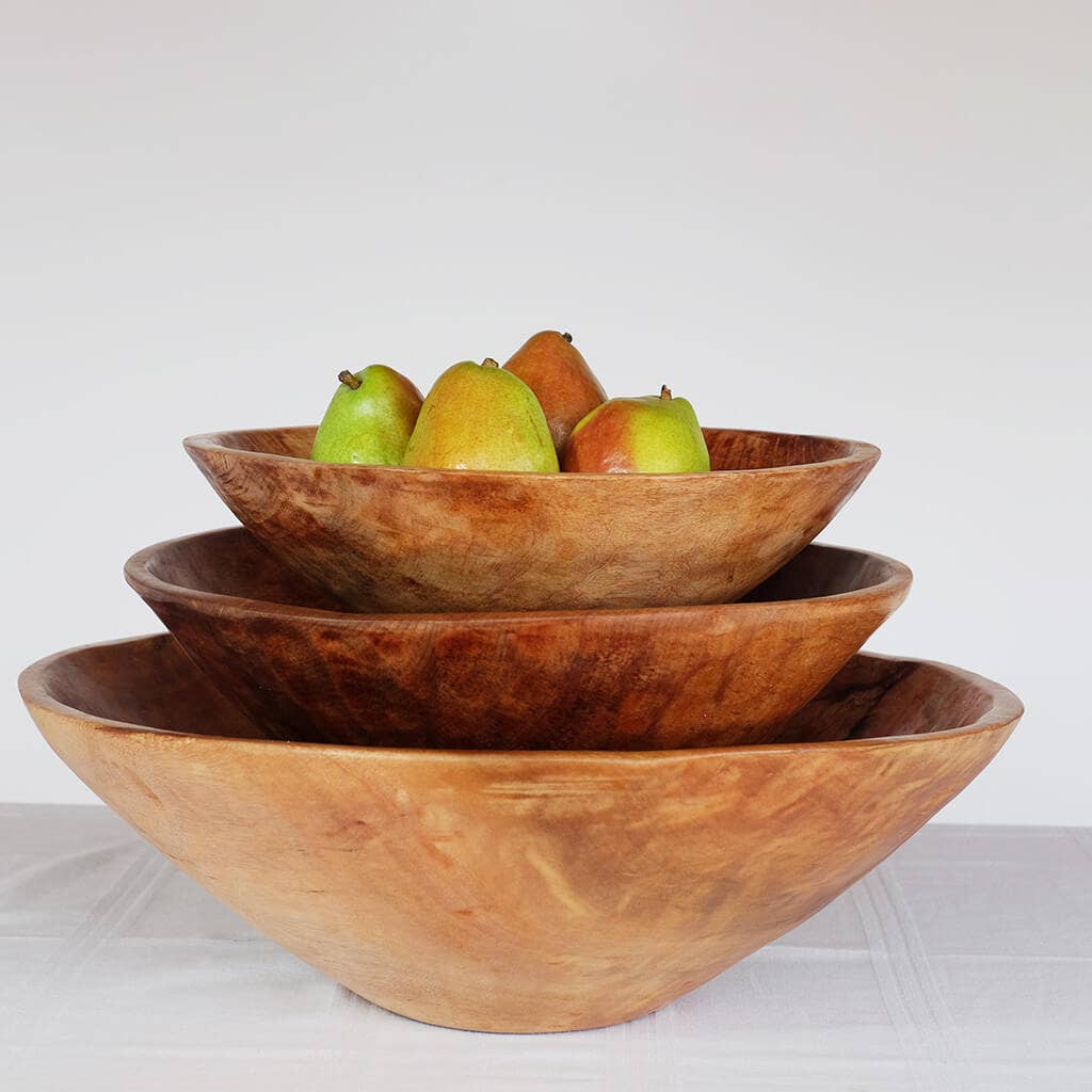17" Large Round Wood Salad Bowl | Wood Bowl | Home & Kitchen