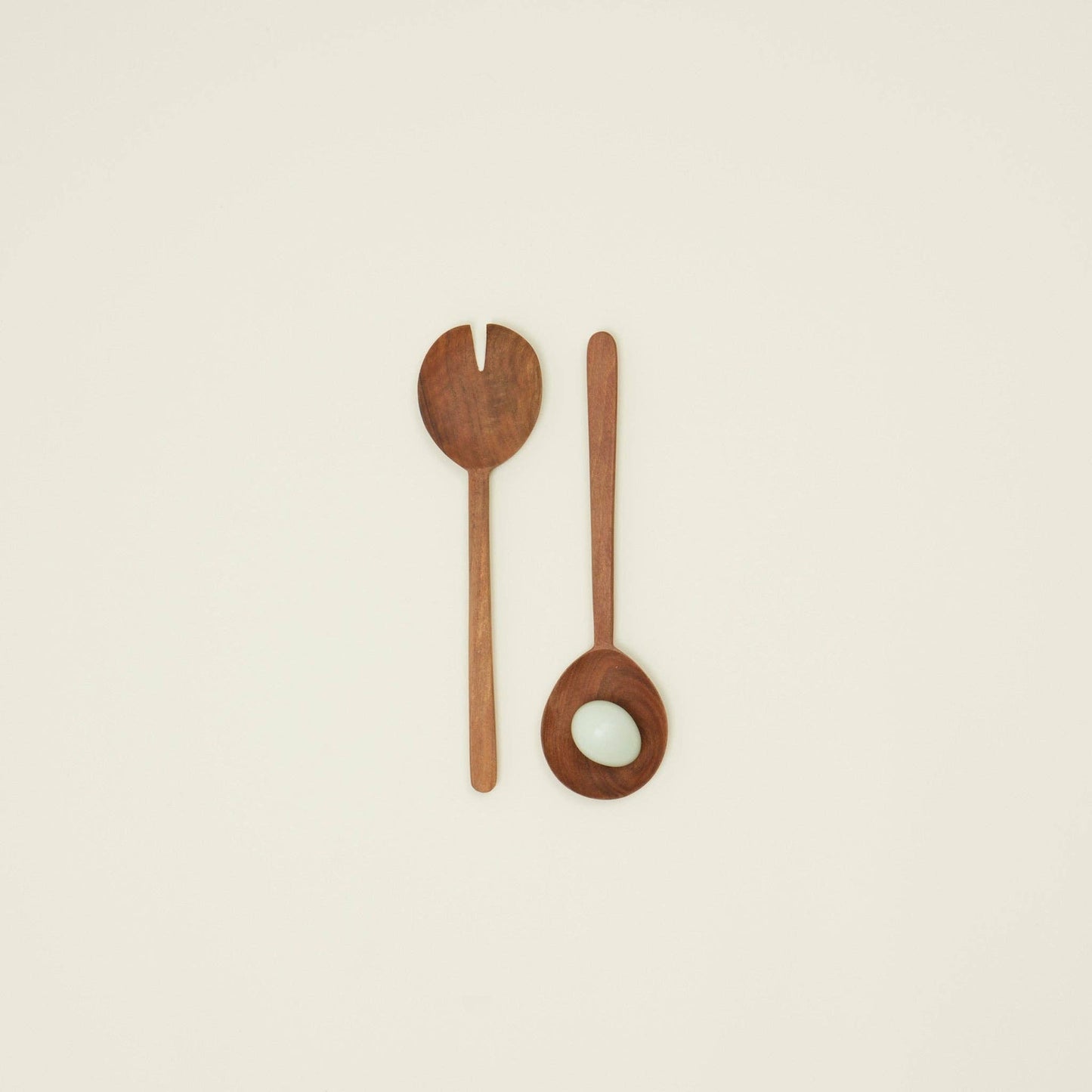 Hand carved walnut serving set