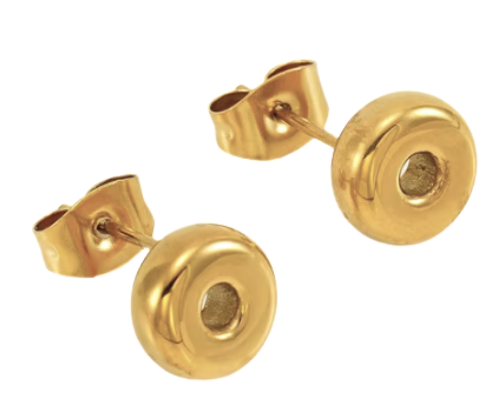 Bubble Letter Mini Initial Stud Earring Steel 18K Gold