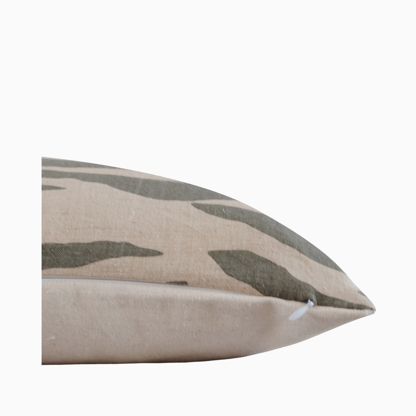 Green Beige Stripe Pillow Cover – Abstract Linen Cushion