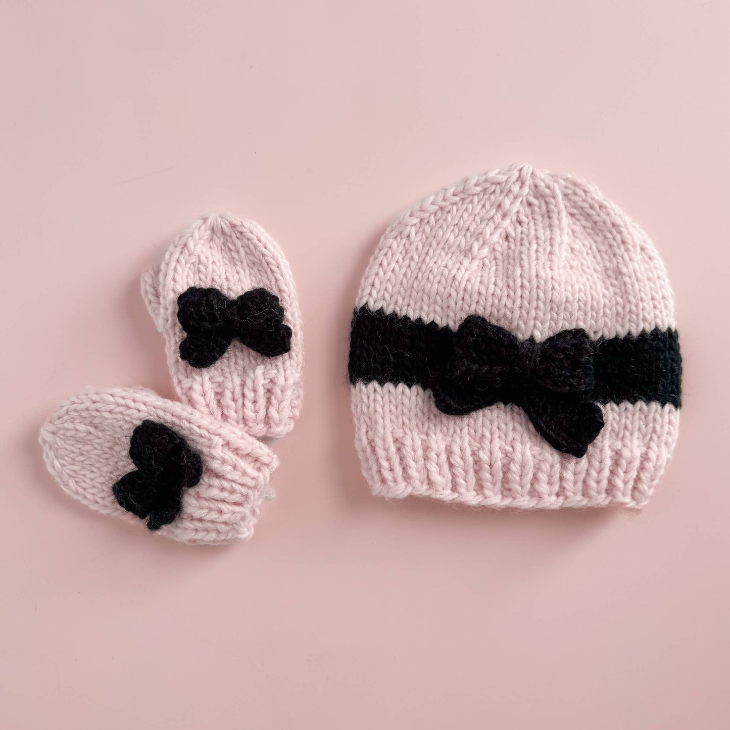 Bow Hat, Baby Pink Black Baby Kids Holiday Accessory Winter