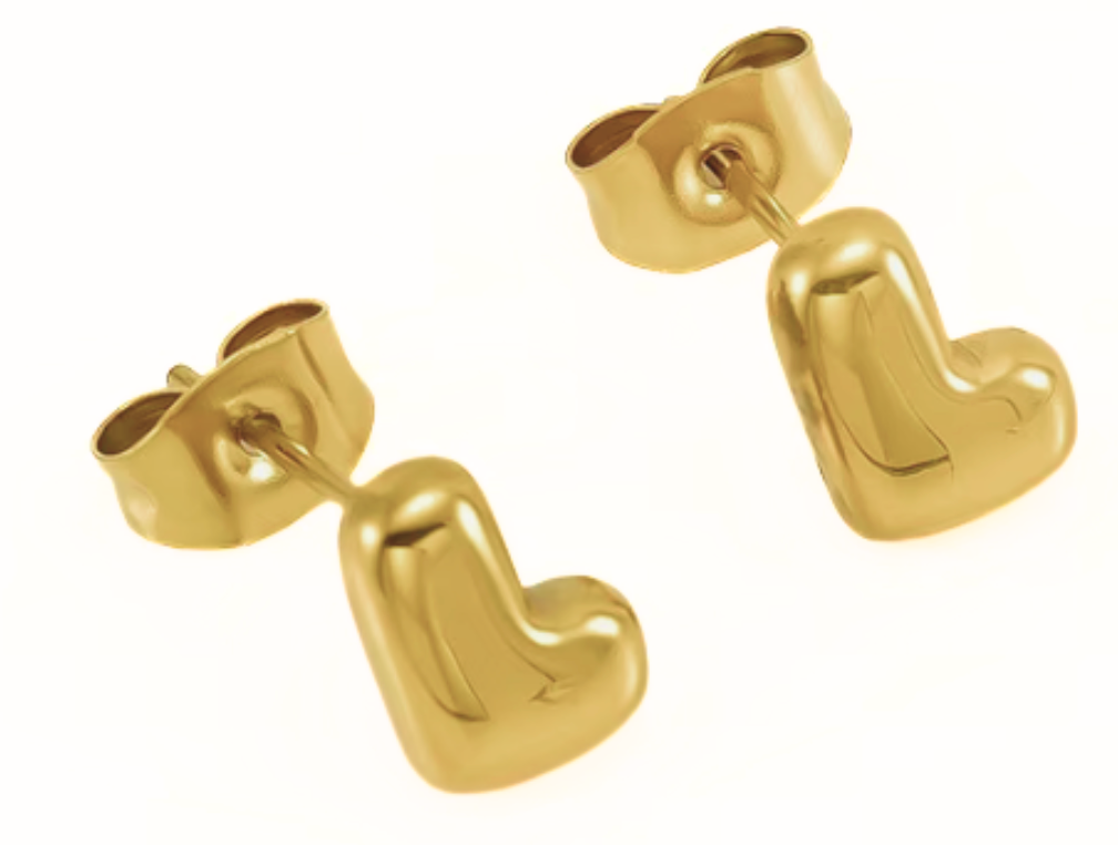 Bubble Letter Mini Initial Stud Earring Steel 18K Gold