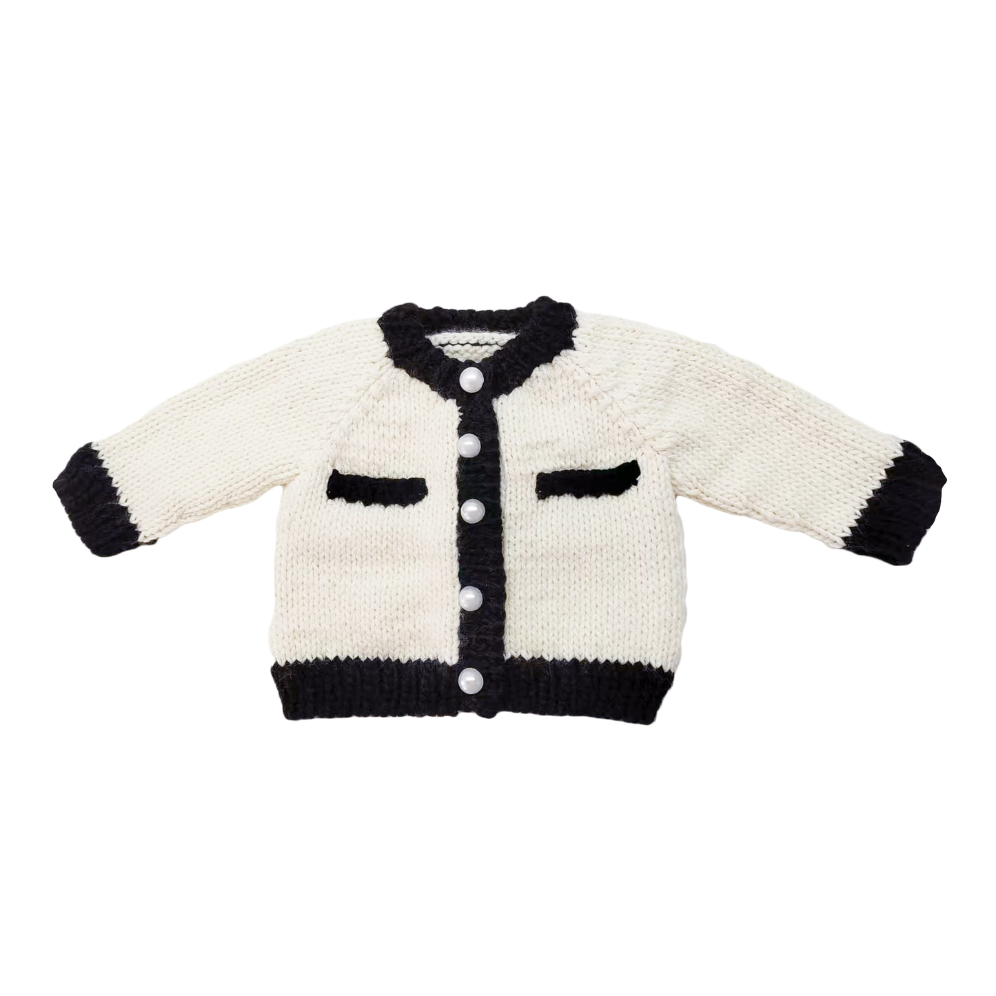 Coco Cardigan, Cream Black Pearl Girl Baby Toddler Apparel