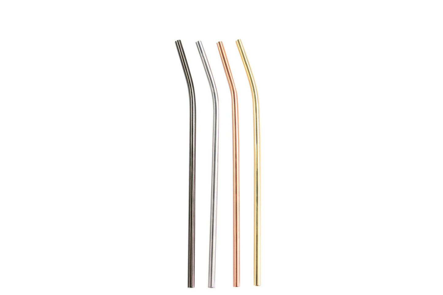 Be Home Matte Metallic Stainless Bent Straws, Set of 4