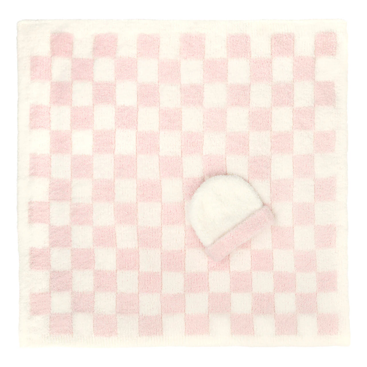 Kashwere Baby Blanket Checkered w/ Cap - Chenilla Cloud