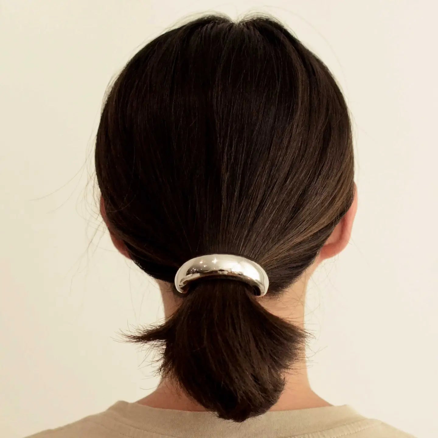 Wide Crescent Metal Ponytail Hair Tie