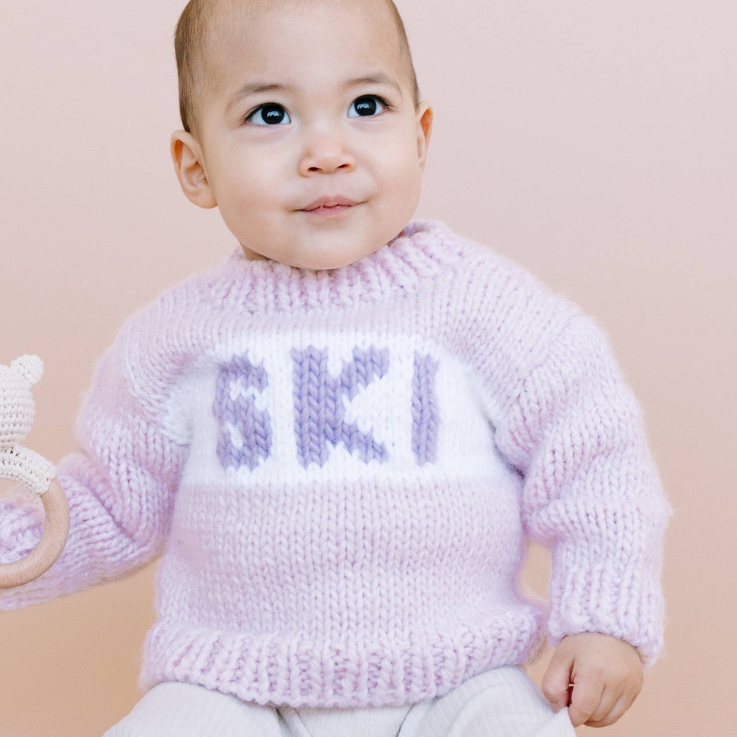 Ski Sweater Baby Pink Kids Christmas Holiday Cardigan