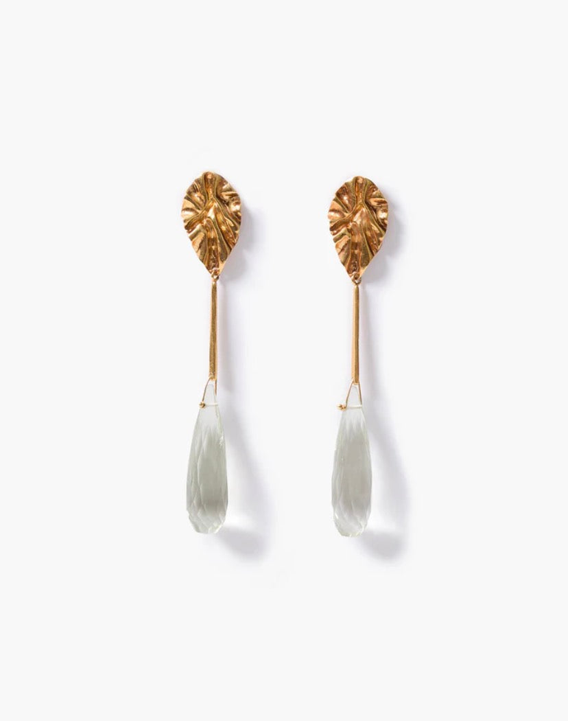 Chan Luu Fluted Drop Earrings Green Amethyst