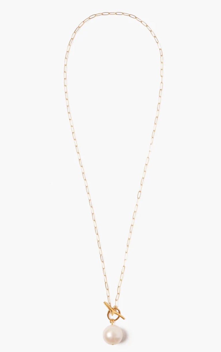 Chan Luu White Freshwater Pearl Toggle Necklace