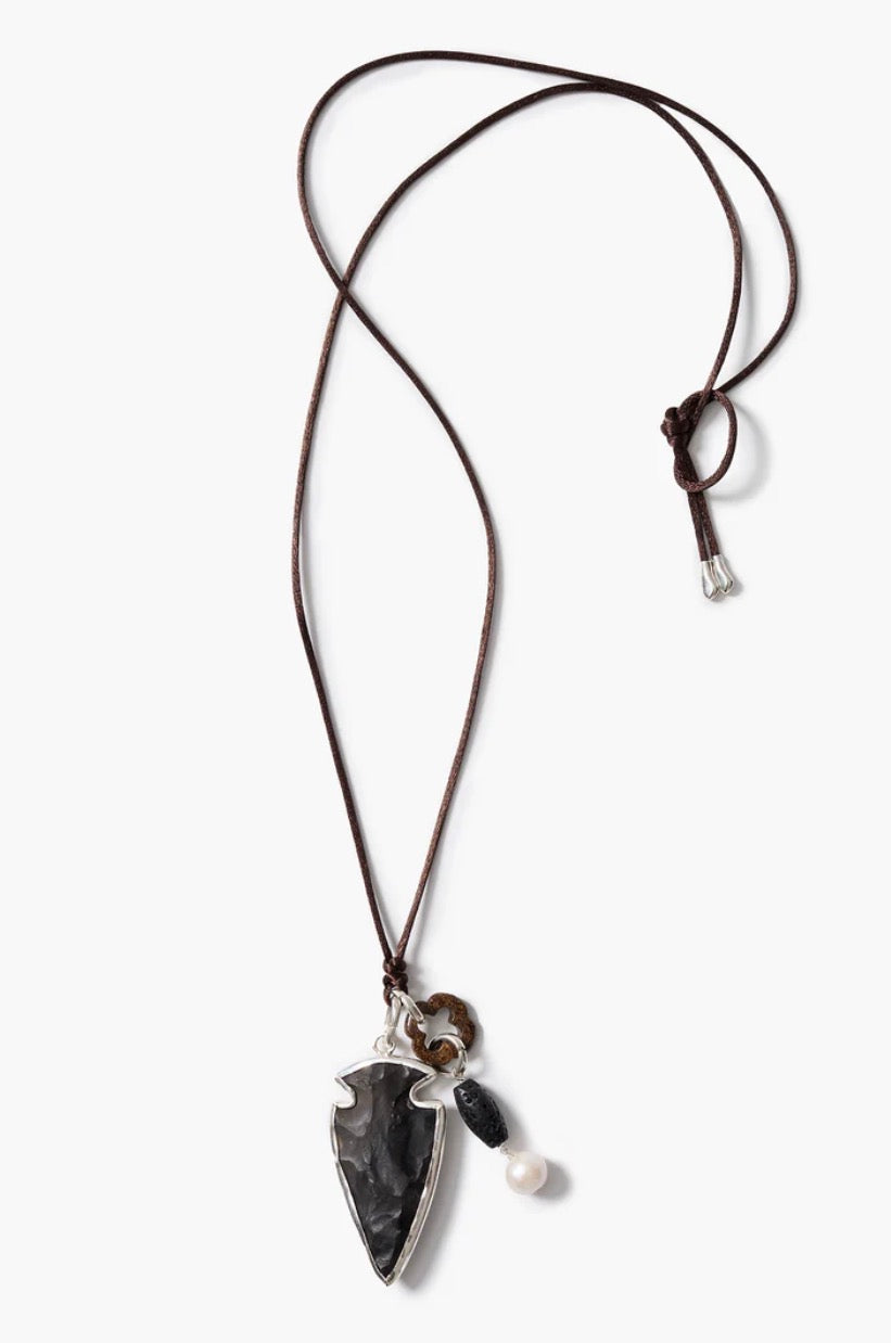 Chan Luu Arrowhead Charm Necklace Black