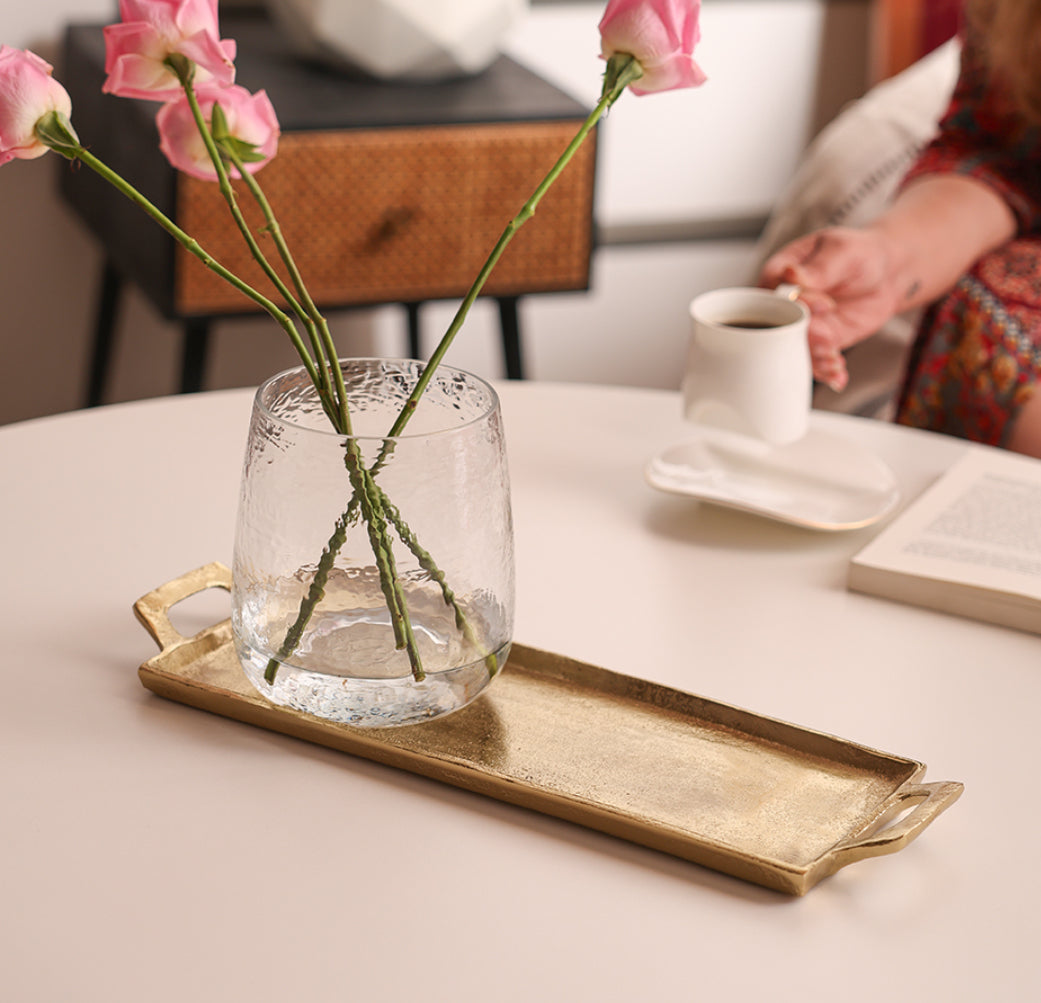 Textured Gold Aluminum Rectangular Tray