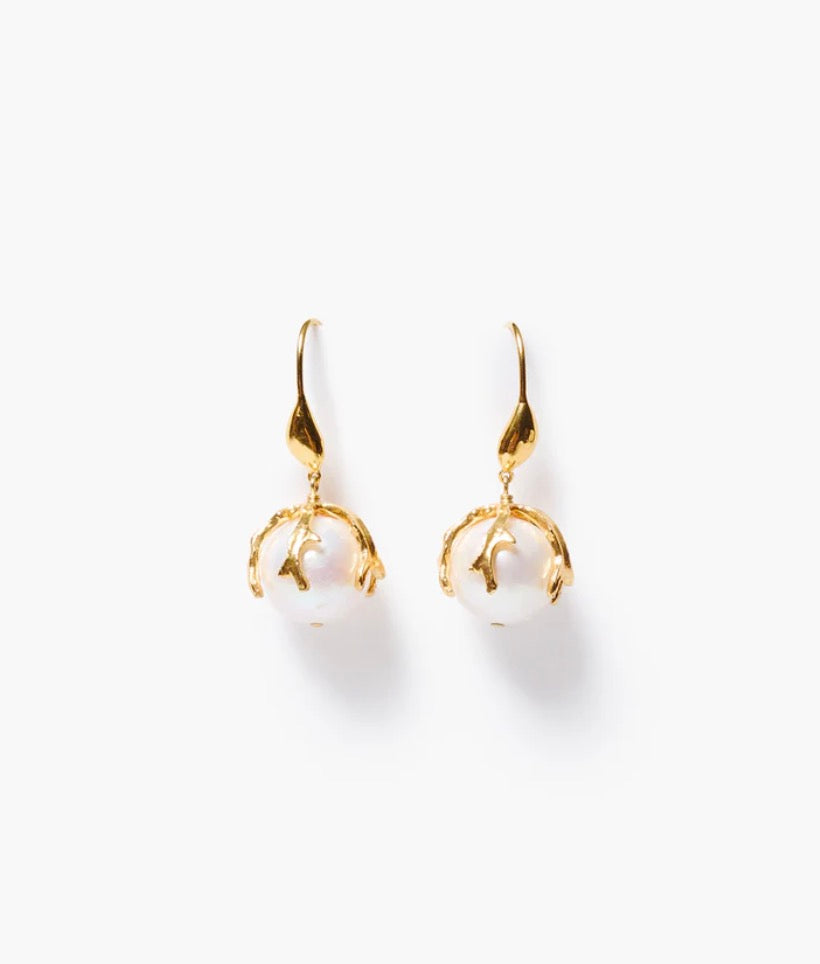 Chan Luu Coral Crown Earrings White Pearl