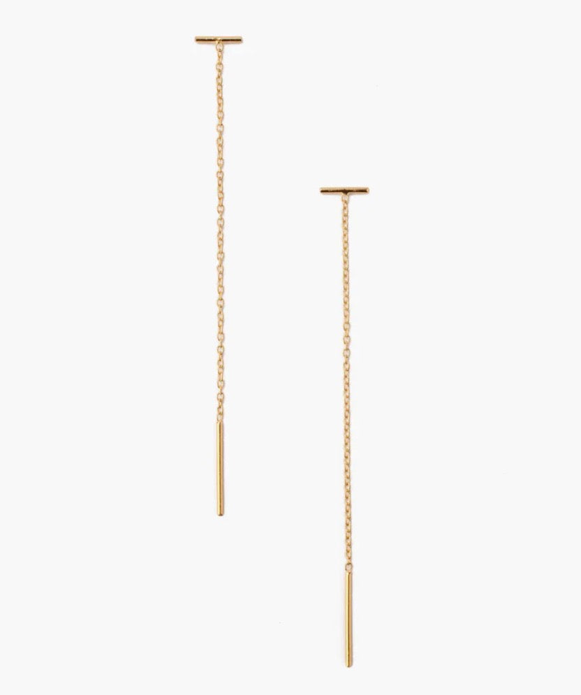 Chan Luu Gold Bar Chain Thread Earrings
