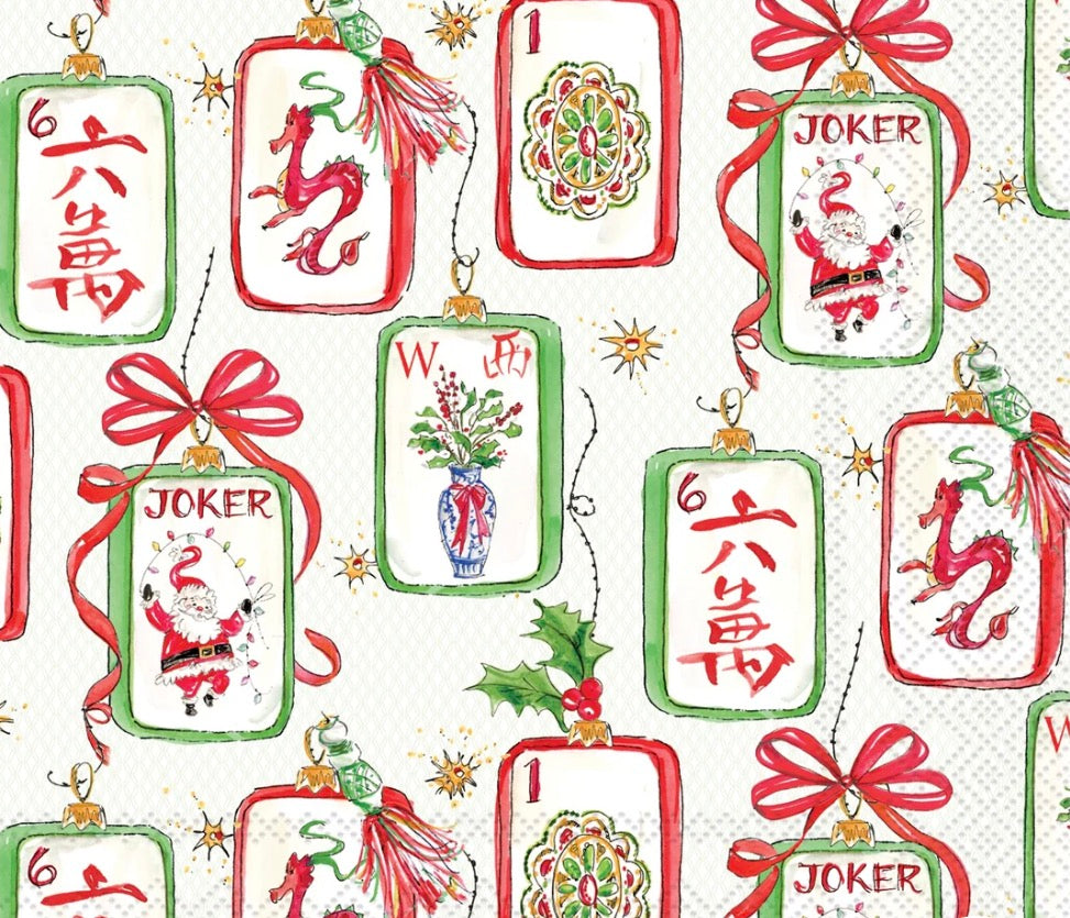 Mahj and Santa Cocktail Napkins