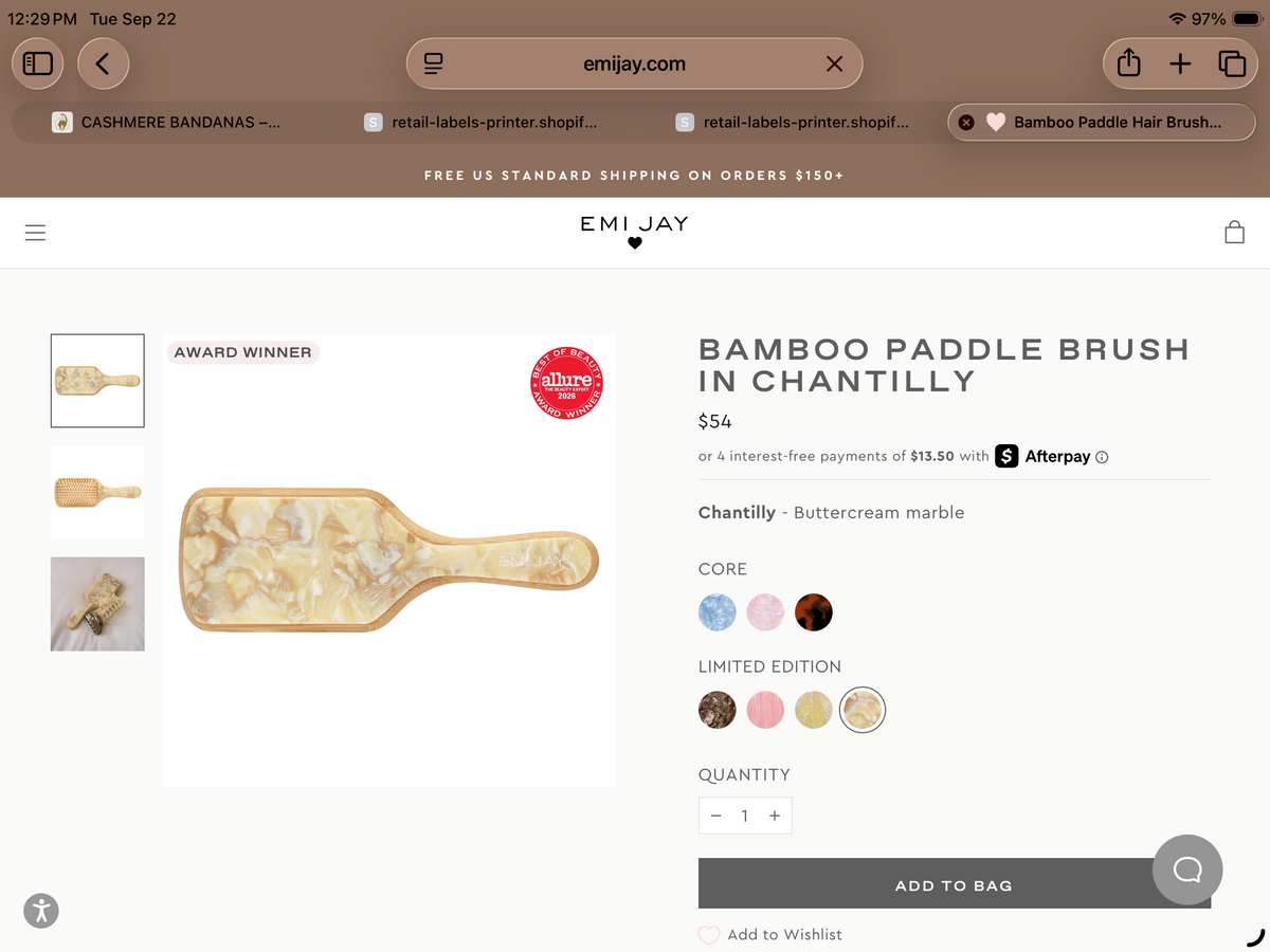 Emi Jay Bamboo Paddle Brush hair