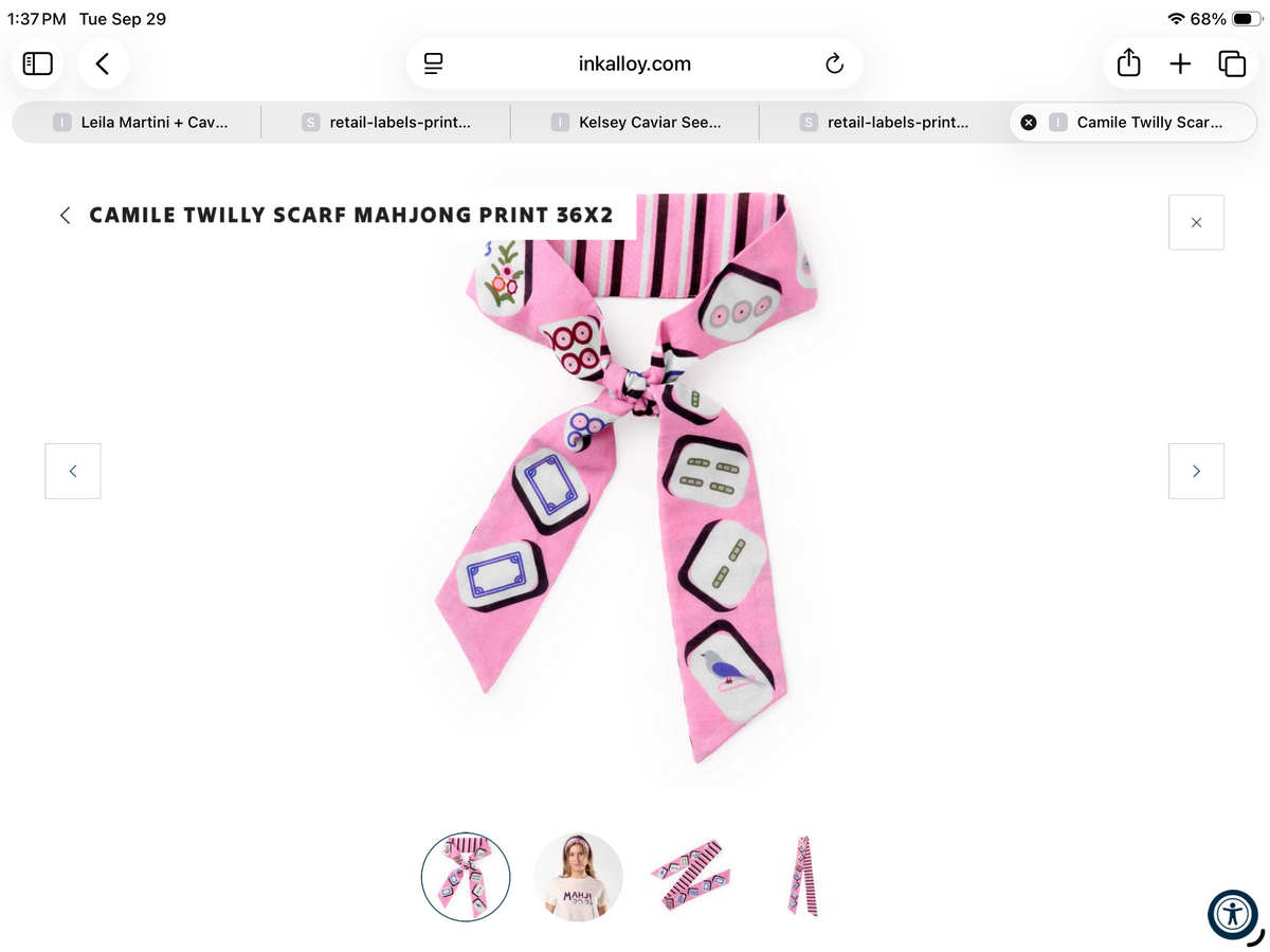 Ink and Alloy CAMILE TWILLY SCARF MAHJONG PRINT 36X2