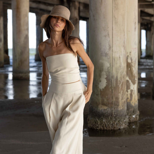 Scallop bucket hat- Greige