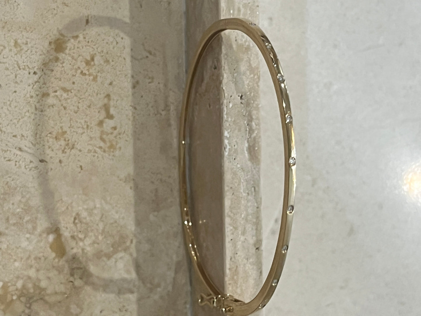 Thin Gold Bangle Bracelet With Diamonds