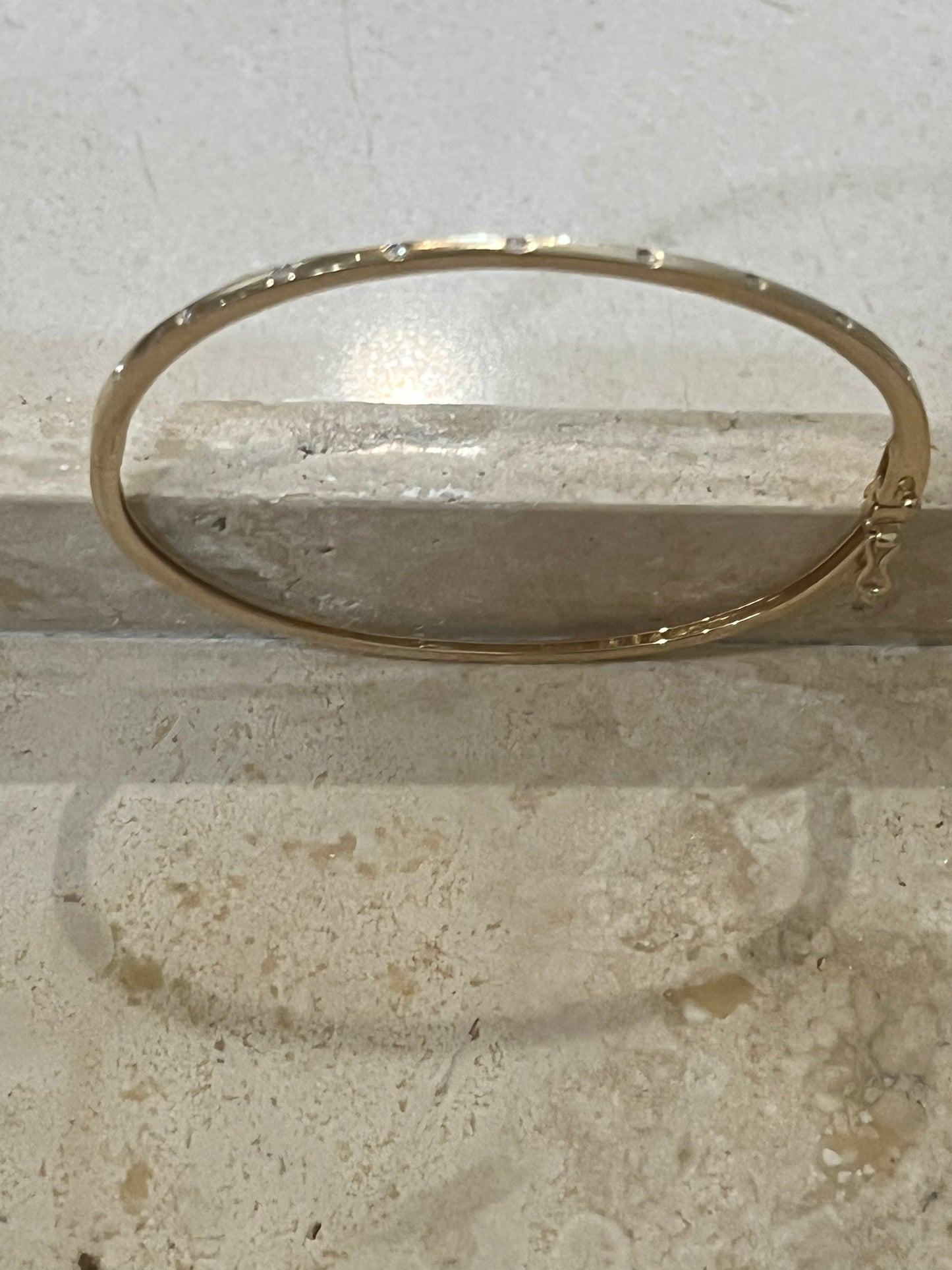Thin Gold Bangle Bracelet With Diamonds