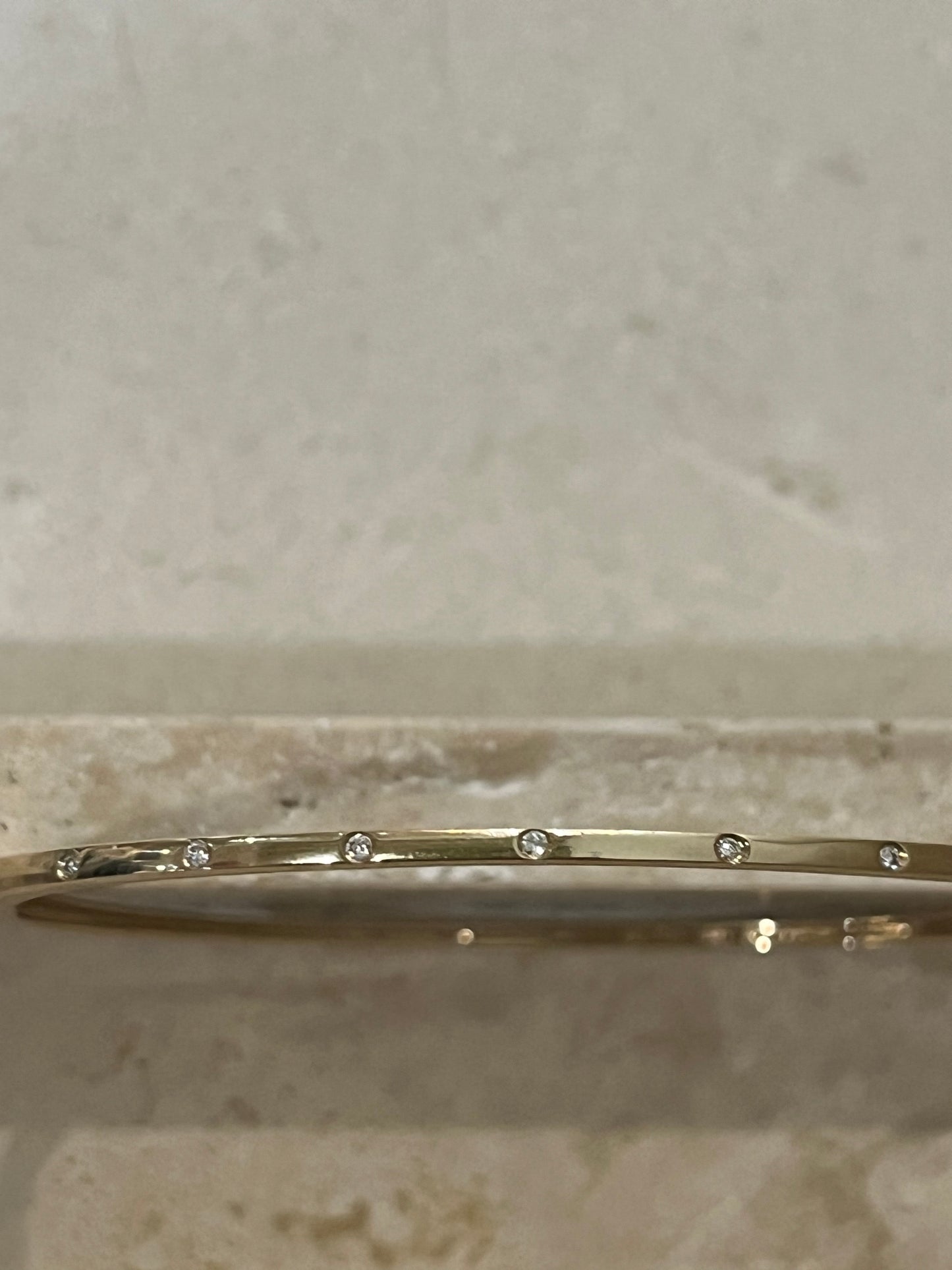 Thin Gold Bangle Bracelet With Diamonds