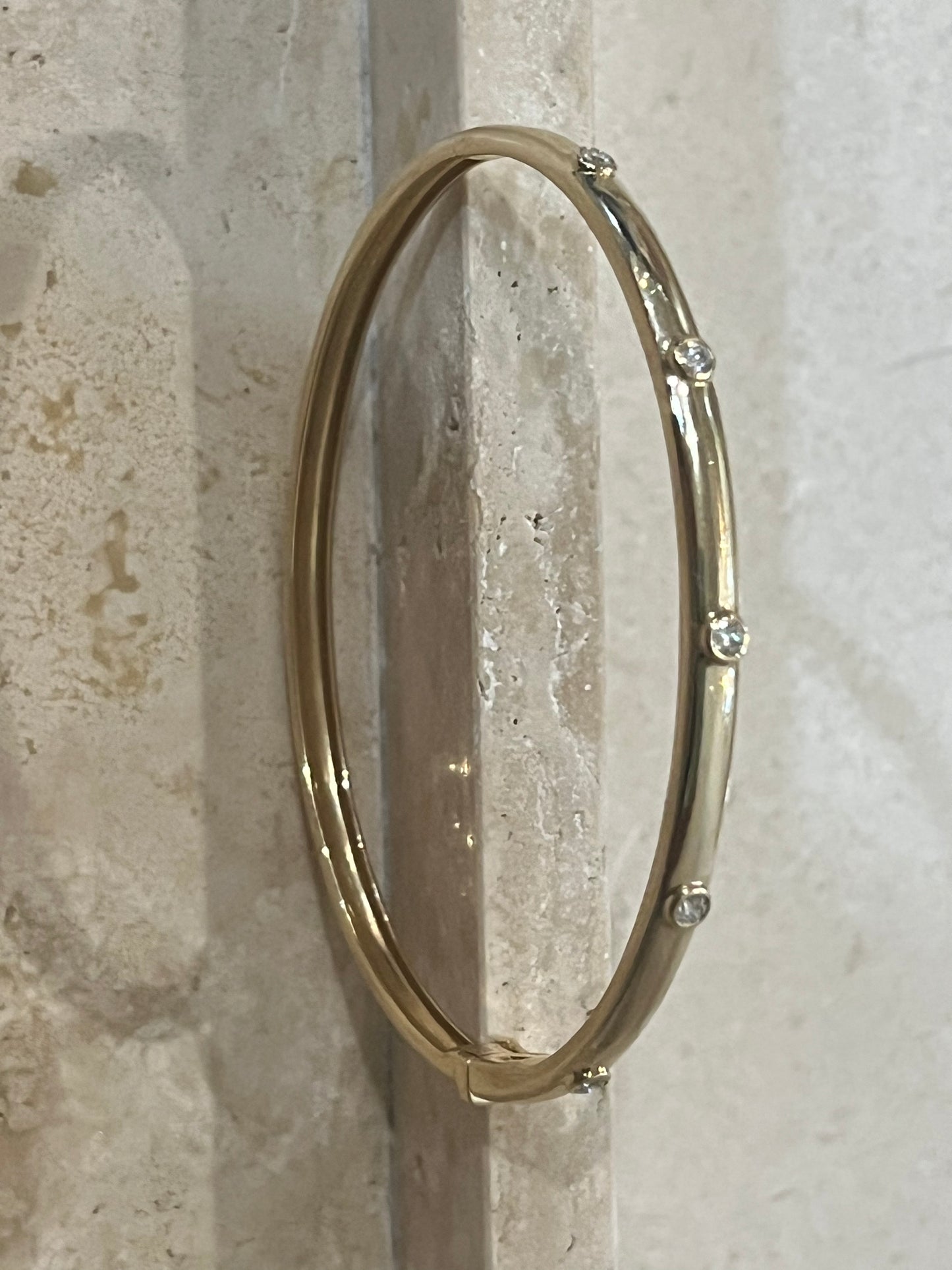 Gold Bangle Bracelet With Diamonds 7mm
