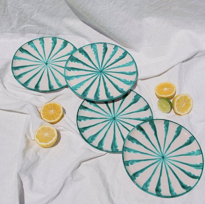 Dinner Plate Hand Painted Candy Cane Stripes set of 2