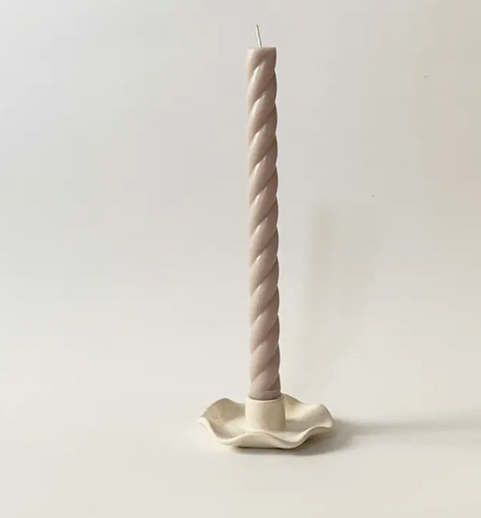 Handmade Ceramic Ruffle Taper Candle Holder