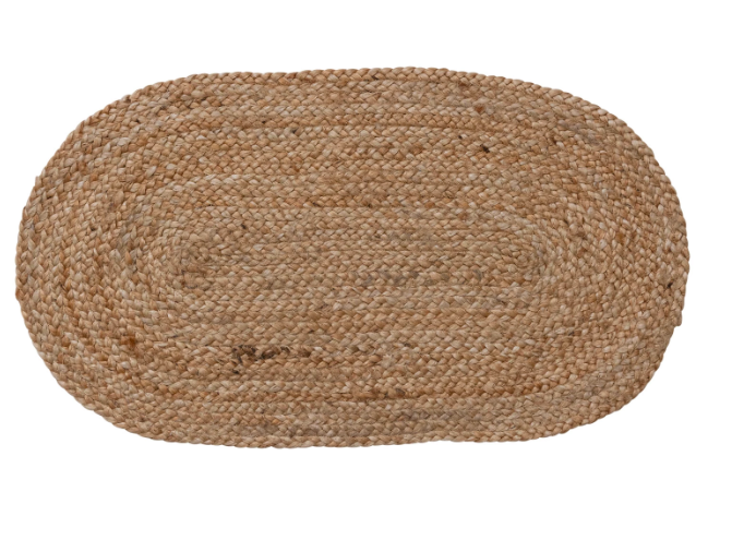 Braided Jute Oval Pet Dish Mat, Natural