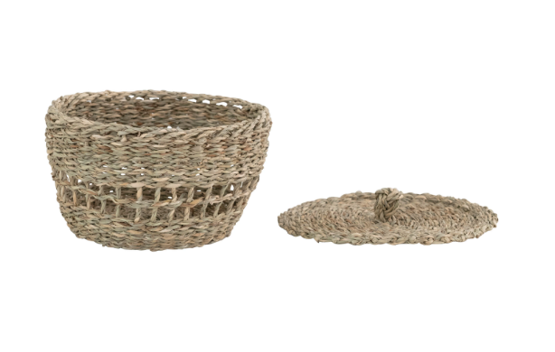 Hand-Woven Seagrass Basket with Lid