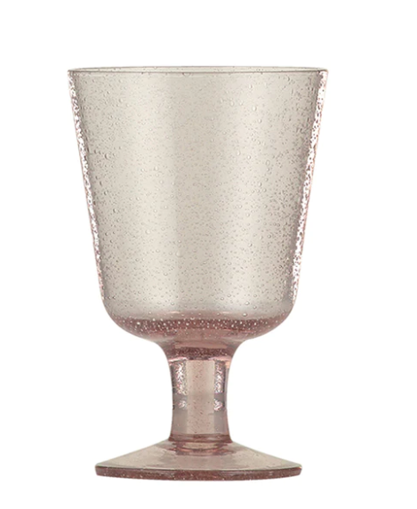 Clear Wine Glass Old Rose Set of 2