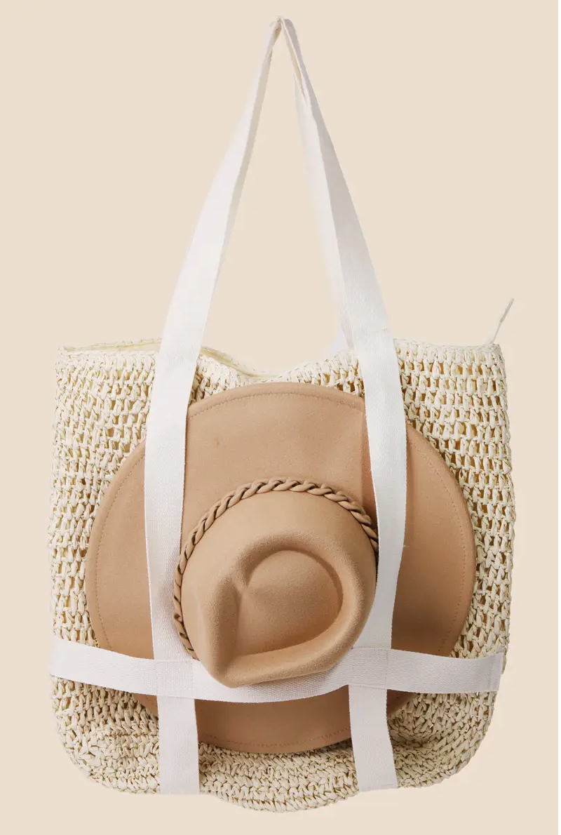 Straw Braided Hat Holder Tote Bag