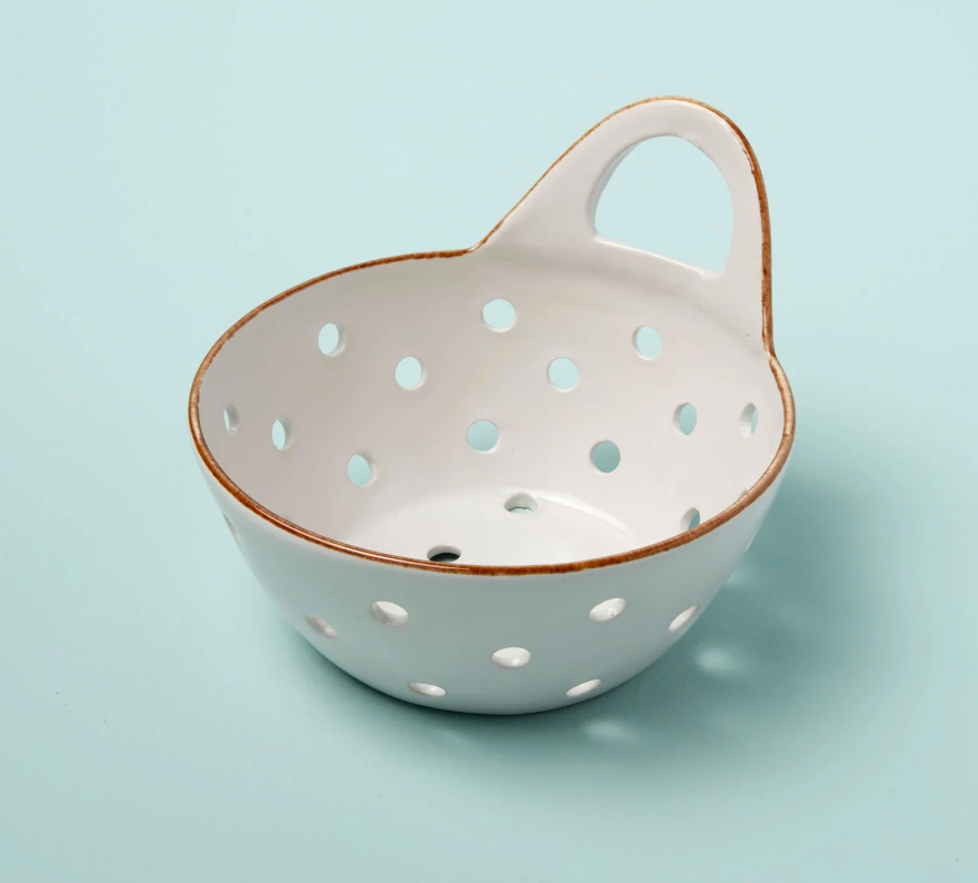 Yara Stoneware Colander Basket with Handle