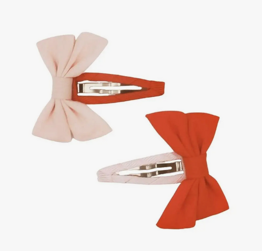 Fable Bow Clips - Blush Bloom + Cajun Blossom | Set of 2 One-size