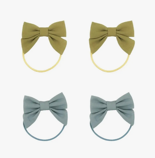 Fable Bow | Ponies - Chartreuse + Sky Blue | Set of 4