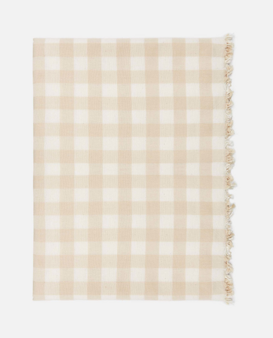 Gingham Cream Tablecloth Large