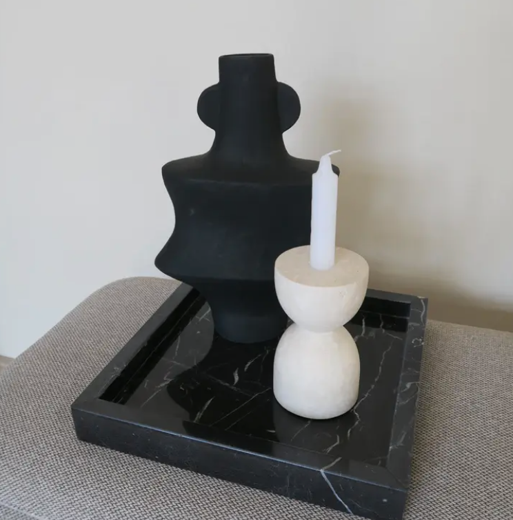 Marble tray 30x30cm black