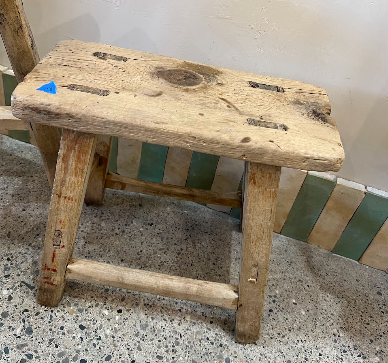 Vintage Elm Wooden Stool/Riser-Small