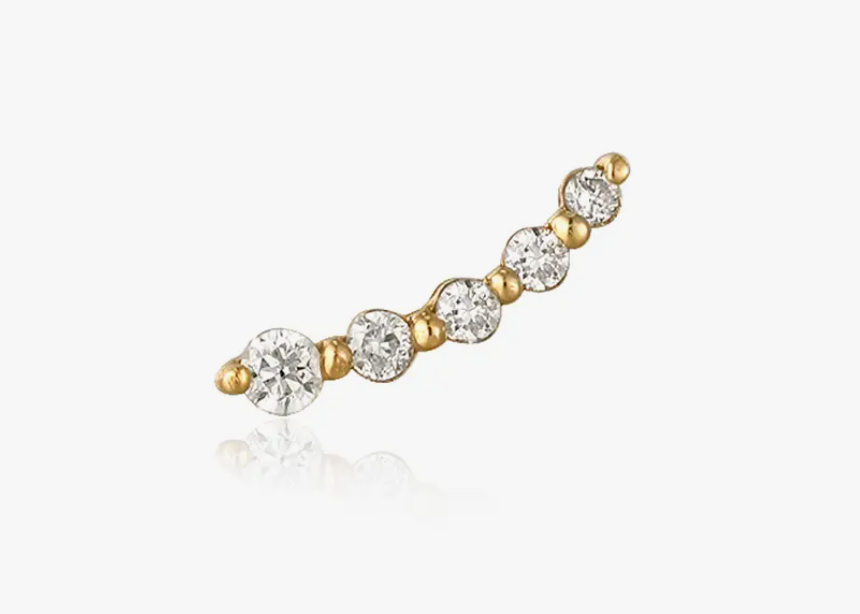 14k Diamond Curve Piercing Stud