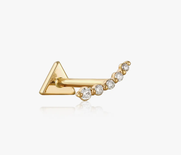 14k Diamond Curve Piercing Stud