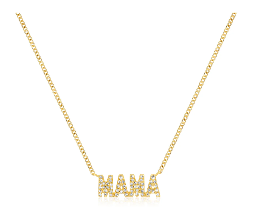 MINI DIAMOND MAMA INITIAL NECKLACE