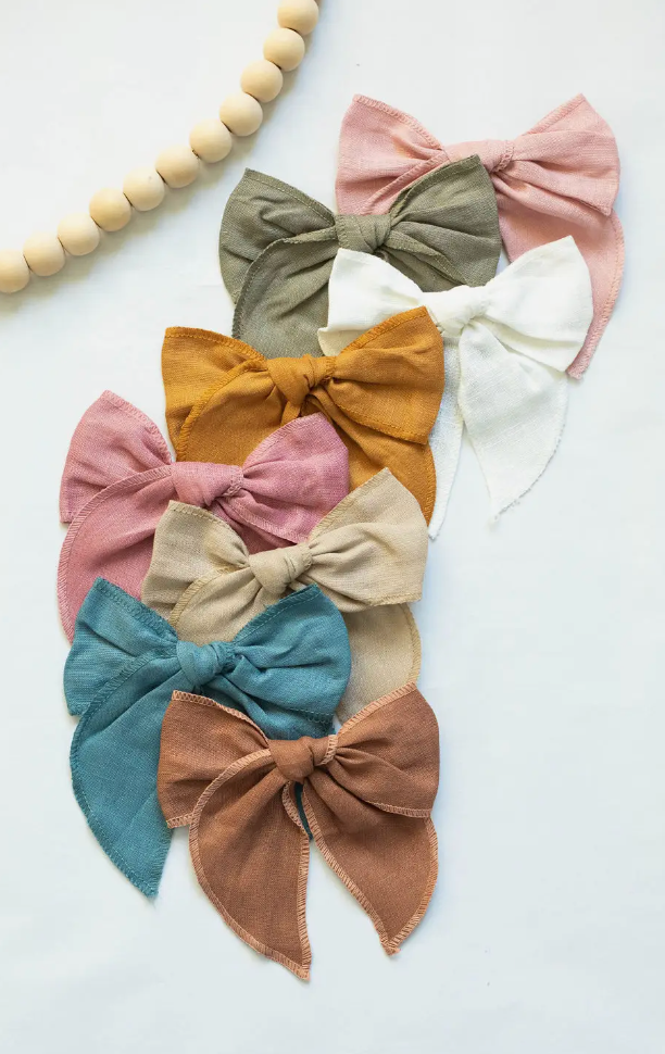 Neutral Linen Fabric Bow