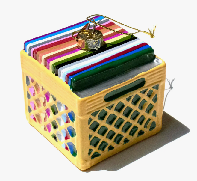 Record Crate Christmas Ornament