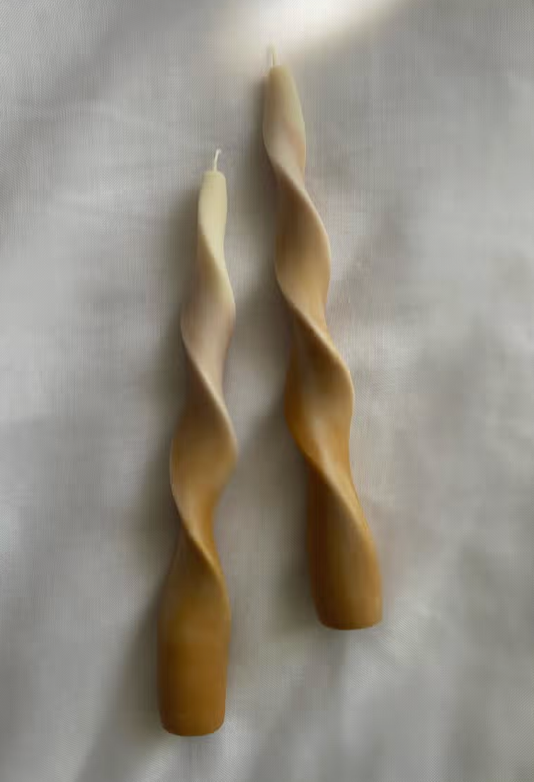 Iced Coffee Ribbon Candle Sticks Set