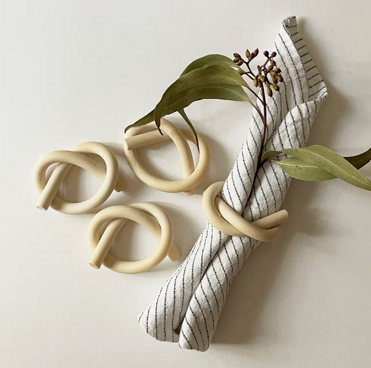 Ceramic Knot Napkin Rings Set of 4