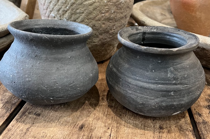 vintage mini black terracotta vase