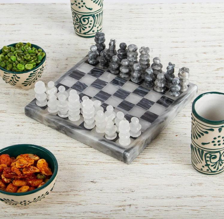 Mini Grey and Ivory Chess Set