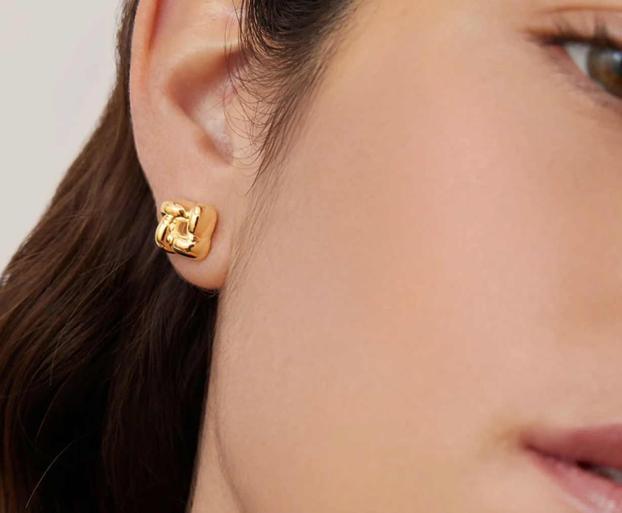 Mini Woven Square Earrings