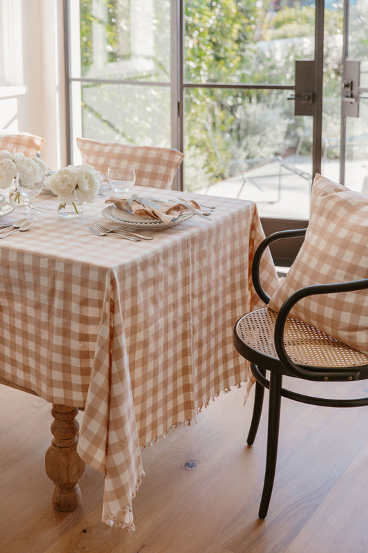 Woven Tablecloth: Gingham Blush